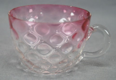 Victorian Rubina Spot Optic Inverted Thumbprint Custard / Punch Cup Circa 1880s