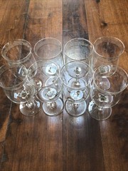 SET OF SEVEN LENOX CRYSTAL MOONSPUN WATER GOBLETS PLATINUM TRIM