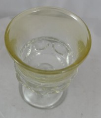 Set Of 4 Indiana Glass Yellow and Clear King’s Crown Thumbprint Cordial Glasses