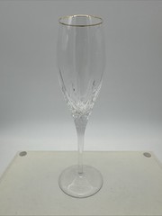 Rogaska Crystal Memoir Gold Large 9.5” Gold Trim Champagne Flute