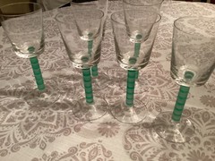 6 Pc Mikasa Overture Green Frost Goblets Cordial Glasses – Vintage