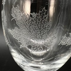 Set 3 Etched Maple Leaf Wine Glasses Twisted Stem Clear Goblets