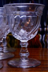 Fosteria Colony Swirl Glassware (5) Water Goblets and (3) Ice cream Dishes
