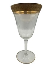 Vintage Tiffin Franciscan Crystal Goblet Minton Stem 14196 Gold Scroll Band
