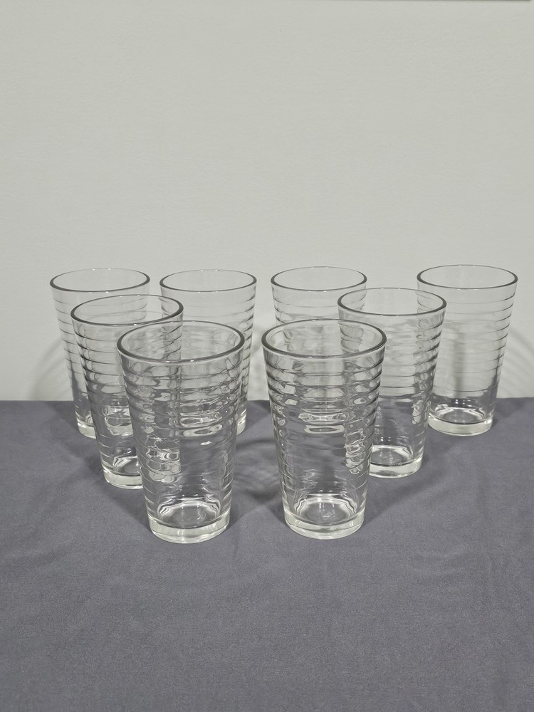 8 Libbey Clear Ribbed Glasses