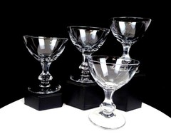 Brilliant Cut Crystal Clear Glass Paneled Stem 4 Pc 4 1/2″ Champagne Sherbets