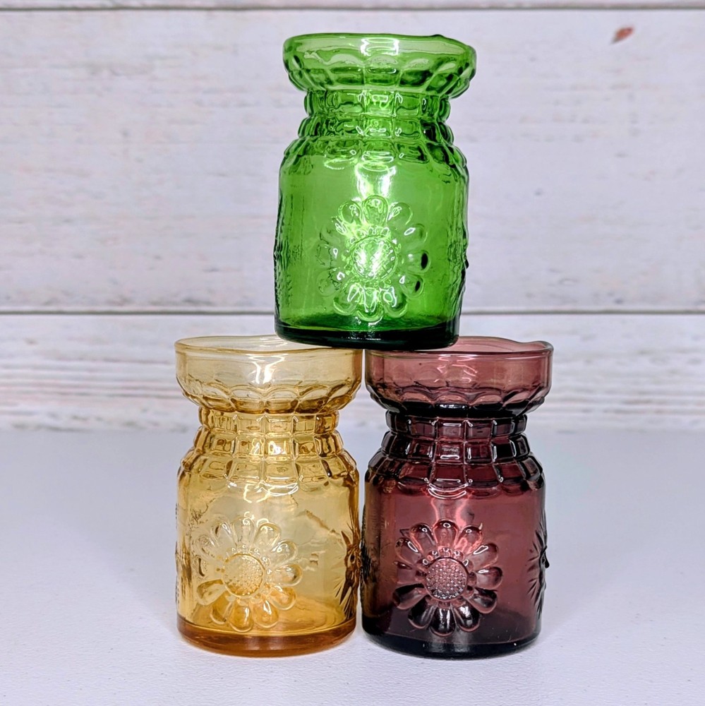 Vintage Wheaton Juice Glasses Set Of 3 Four Seasons Design 3 Colors Unique *READ