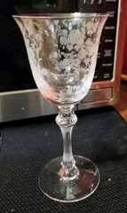 Vintage Tiffin-Franciscan Crystal Etched Cherokee Rose Water Goblet Set Of 3