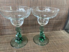 2 Luminarc 7″ Mexican Siesta Man Sombrero Saguaro Cactus Margarita Glasses
