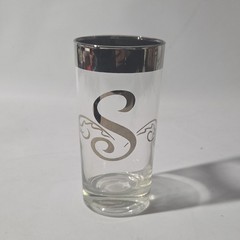 DOROTHY THORPE SILVER RIM INITIAL HIGHBALL GLASSES 1pc