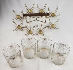 Vintage MCM Culver 22 kt Gold Glasses Tumbler Caddy Carrier Mid Century Modern
