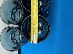 Vintage Indiana Glass Riviera Blue Kings Crown Thumbprint 5.75″ 7 pcs. Goblet