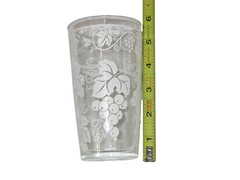 Vtg Hazel Atlas White Grape Vines Glasses Set 6 W/ Drink Caddy MCM Retro Barware