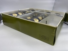 VTG 7 Libbey Hostess Glassware Black Gold Coins 15oz Cooler Tumbler Set w/ Box