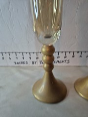 2 Bombay Co. Gold & Amber Champagne Flutes 10” Glasses Made in Poland EUC