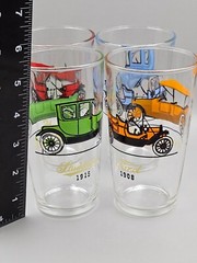 Vintage Mid-Century Hazel Atlas Antique Automobiles 24 oz Glass Tumbler Set of 4