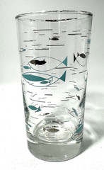 Vintage Libbey Mediterranean Atomic Fish Tumbler MCM Retro 5 1/4″ No Silver Rim