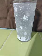 Culver glass Frosted Snow Flakes High-Ball glasses MCM Set Of 2