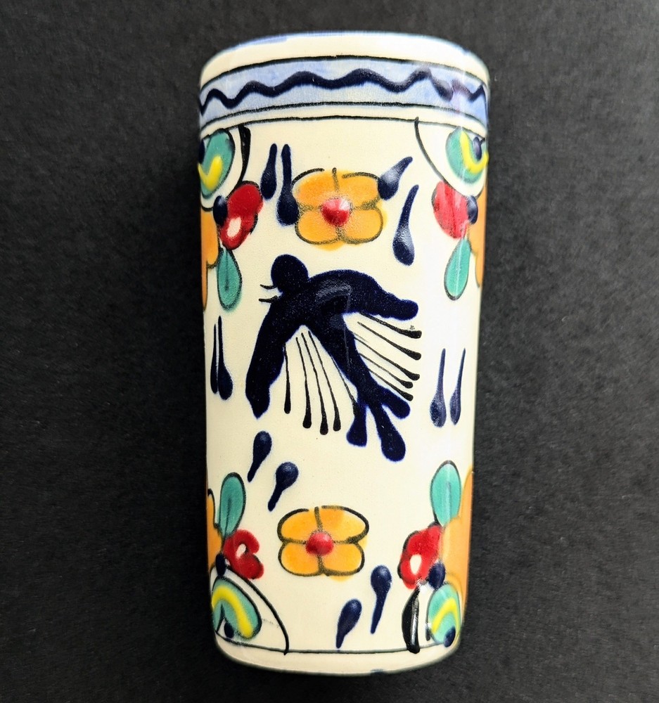 Tequila Shot Glass Talavera Mexico Hand Painted Ethnic Bar Accessories Gift