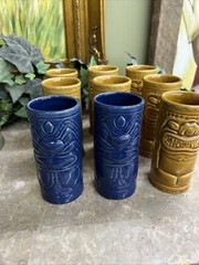 Accoutrements Vintage Tiki Glasses Tumblers Set of 9 Multicolor 2001