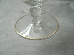 Vtg Tiffin-Franciscan #17349 Gold Bands Ball Set of 4-6″ Water Goblets Crystal