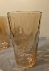 Amber Honeycomb Pattern Glass Tumbler Six-Piece Set, Glossy Round Drinkware