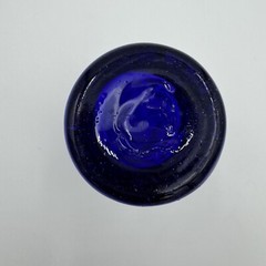 Mexican Hand Blown Cobalt Blue Shot Glass Etched & Hand painted Birds Flowers