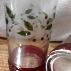 2 NWT Pfaltzgraff Winterberry Tumbler Glasses Holly Berries Etched Handpainted