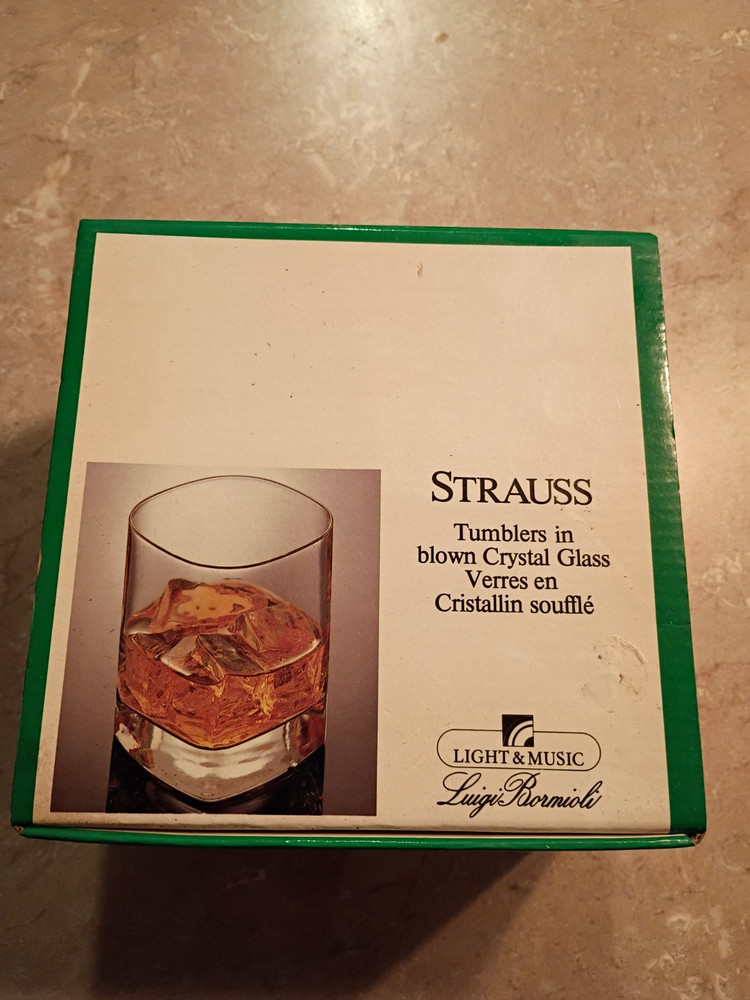 Strauss Luigi Bormioli Double Old Fashion 12 Oz. Glasses Set of Four New In Box