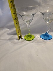 Set Of 4 Libbey Z Stem 7″ Margarita Glasses Green Blue Yellow Pink