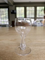 Antique Bryce Brothers Set of 11 Hollow Stem Glasses Cut Panels Flair Rim 5 1/4″