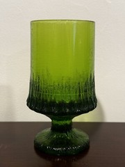 VTG Fostoria Sorrento Green Footed Glass Textured Wine Goblet Heavy