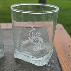 Clear Glass Tumbler Glasses Set of 2 Charlie Tuna Starkist Character Print