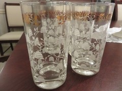 4 Vintage Lancaster Co Dutch Gold Honey 4 3/4″ Beehive Glass Jar Tumblers NEW