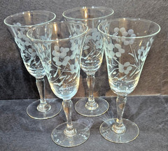 Set of 4- Libbey Glass/Rock Sharp, Glenmore Pattern, Cordial Glass, 4 3/4″ Tall