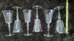 Set of 6 Fostoria June Etched Crystal Water Goblets 8″ Vintage Stemware