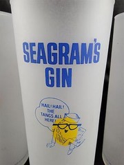 Seagram’s Gin Collins Glasses Tall Frosted Orange Lemon Lime Lot x3 Vintage