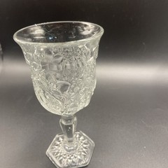 Antique EAPG Indiana Glass Daisy & Button Narcissus Goblets Hex Foot Set 5 c1910