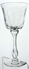 VINTAGE OPTIC SWAG CUT GLASS OR CRYSTAL CLARET WINE GOBLET STEMWARE RIBBED STEM