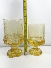 Vtg Mcm Yellow Tumblers Set Of One 4oz, One 8oz Glass Goblets