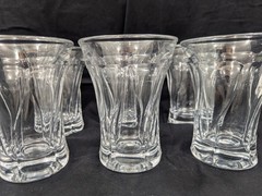 6 Fostoria Jamestown 10 oz Clear Swirl Tumbler Heavy Glass Iced Tea Water MCM