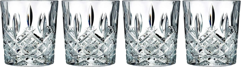 Clear Double Old Fashion Glasses – Set of 4 11 oz Bar Tumber for Drinks