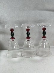 Mikasa Festive Kensington Wine Glasses Set 3 Crystal Red Green Stem New 8.5 Oz