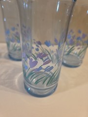 Vtg Libbey Collette Springtime Tulip Drinking Glass Set of 4 Flowers Glass 6″