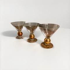 Orrefors Orefos Nobel Martini Glasses Golden Ball Base Gunnar Cyrén Crystal READ