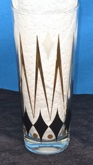 8 MCM Atomic Glass Shot Whiskey Highball Cooler Collins Set Gold Peak Diamond