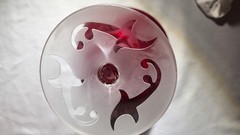Michael Weems Signed Elise Red Martini Glasses – Set of 4 Hand-Blown