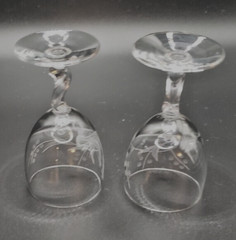 Fostoria Crystal Gray Cut Spring Pattern 3″ Cordial Glass – set of 2