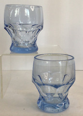 (2) Vintage Cambridge Georgian Lt Blue 9 Oz Flat Tumblers Glass Tumblers 4” Tall