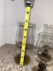 5 VTG Libbey TWO-TONE TULIP Brown Wine Glasses Pedestal Knob Stems 3/6.5″ 2/5.75